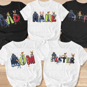 Personalized Disney Zootopia Name Shirt, Judy Hopps Nick Wilde Family Shirt, Mom Dad Sister Brother Shirt, Zootopia Family Trip Shirt,VTB687 imagen 1