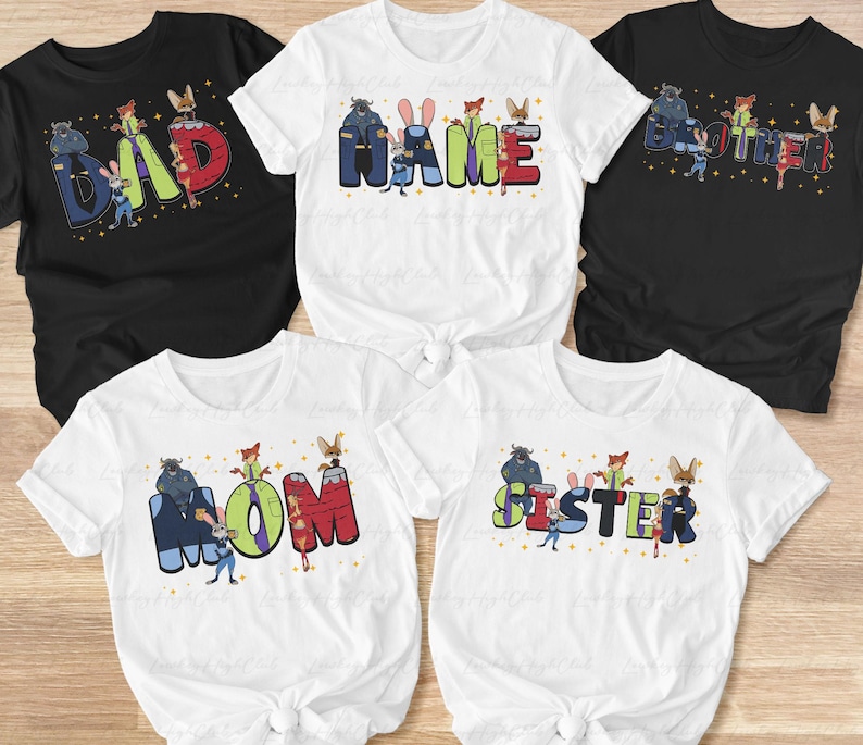 Personalized Disney Zootopia Name Shirt, Judy Hopps Nick Wilde Family Shirt, Mom Dad Sister Brother Shirt, Zootopia Family Trip Shirt,VTB687 imagen 1
