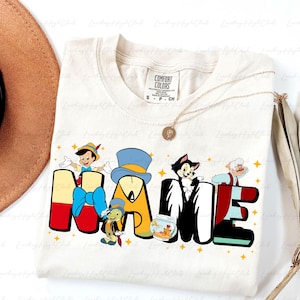 Customized Disney Pinocchio Shirt, Pinocchio Characters Group Shirt, Jiminy Figaro Geppetto, Disneyland Family Vacation Matching, NVA715