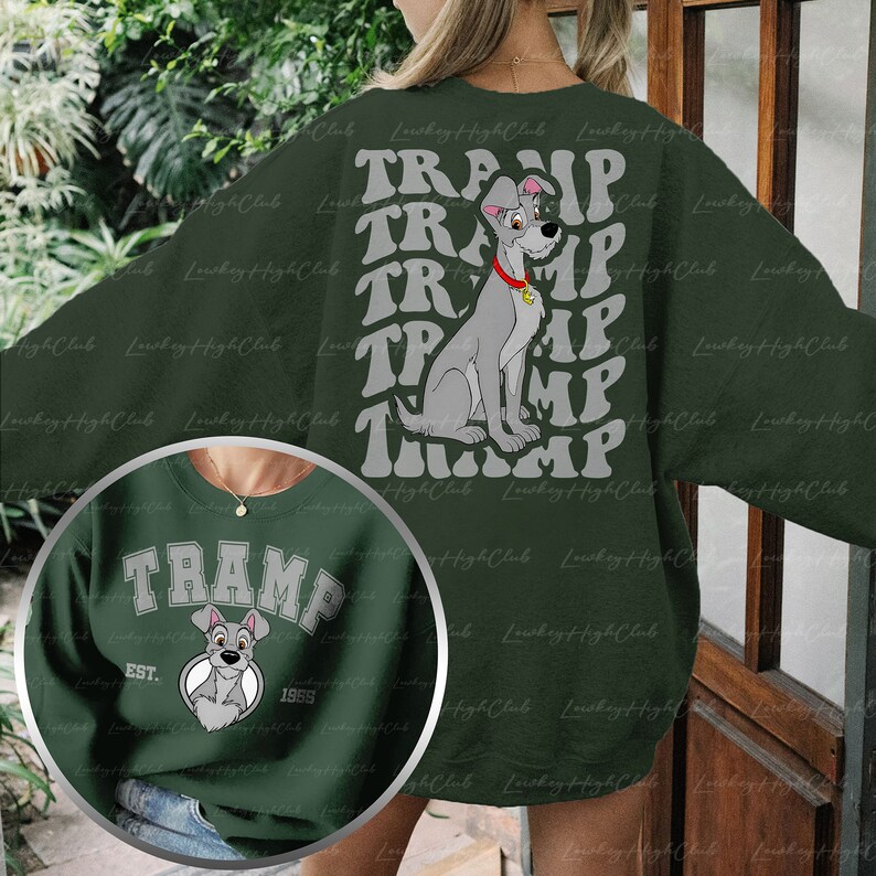 Disney Tramp Dog 2 Sided Sweatshirt, Lady and Tramp Characters Shirt ...