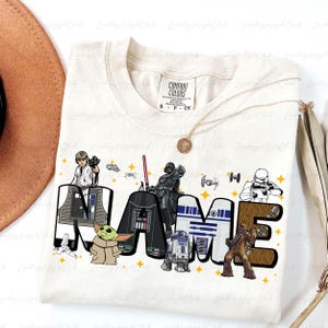 Customized Star Wars Characters Shirt, Disney Starwars Birthday Party Outfit, Space Wars Group Shirt, Galaxy&#39;s Edge Family Matching, VTB329