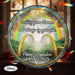 Custom Sympathy Memorial Suncatcher, Memorial Stained Glass Suncatcher, Window Lightcatcher Gift for Dad, Grandma Loss Sympathy Gift, MYJ339