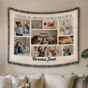 Custom Name And Photos Blanket For Birthday, Birthday Photos Blanket, Birthday Memory Throw, Birthday Gift For Friends Couple Family, MYJ147