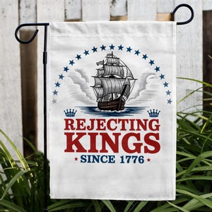 Retro No Kings Since 1776 Flag, Anti Trump Garden Flag, Social Justice House Flag, Trump Always Chickens Out Sign, Anti Capitalist, VTB188