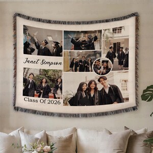 Throw With Graduation Photo And Name Personalized, College Graduation Blanket, Senior Year Memory Blanket, Graduate Gift For Him Her, MYJ150