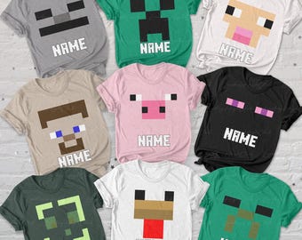 Personalized Pixel Game Family Shirt, Gaming Shirt, Pixel Video Game Characters, Custom Name Game Kids Shirt, Hilarious Gaming Gifts, NVA515