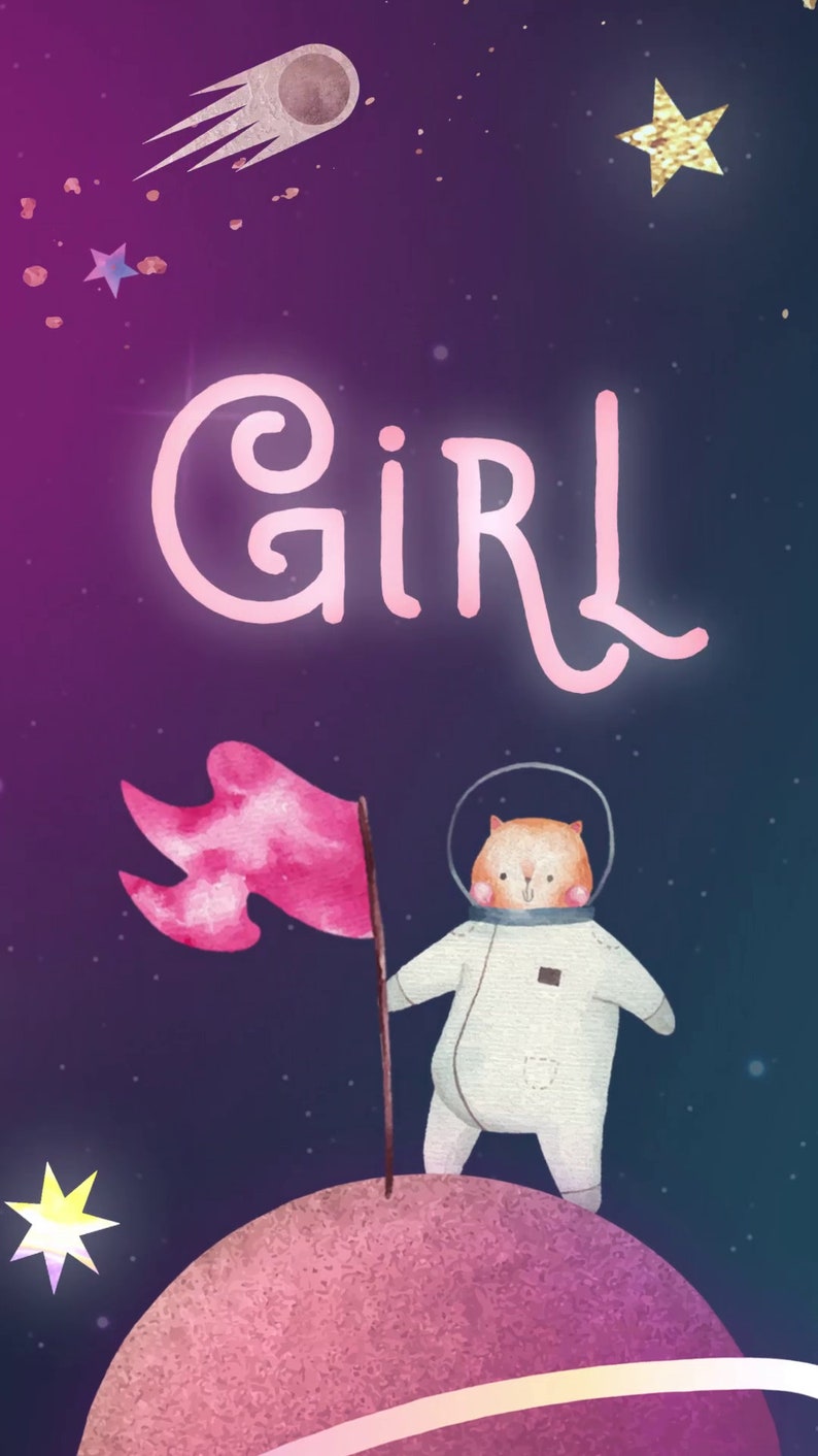 Astronaut Gender Reveal Video / It's A Girl / Space Themed Etsy