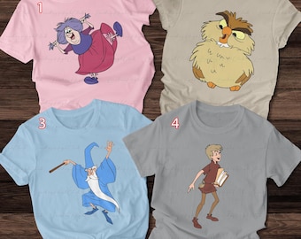 The Sword In The Stone Characters Shirt, Arthur and Merlin Shirt, Mad Madam Mim, Magic Kingdom, Disneyland Family Birthday Trip Shirt,NVA078