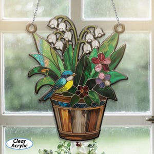 Lily Of The Valley Suncatcher, Birth Month Flower Lily Acrylic Ornament, Lily Of Valley Window Hanging, Floral Greenhouse Decoration, MYJ266