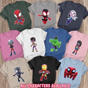 Spidey And His Amazing Friends Shirt, Ghost Spider Spin Spiderman Miles Morales, Avengers Superhero Shirt, Disney MCU Comics Outfits, BYA405
