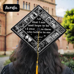 Custom Photo Thankful Graduation Cap Topper, All That I Am & Hope To Be Grad Cap Topper, Graduate Hat Decor, Memorial Film Grad Gift, TNA175