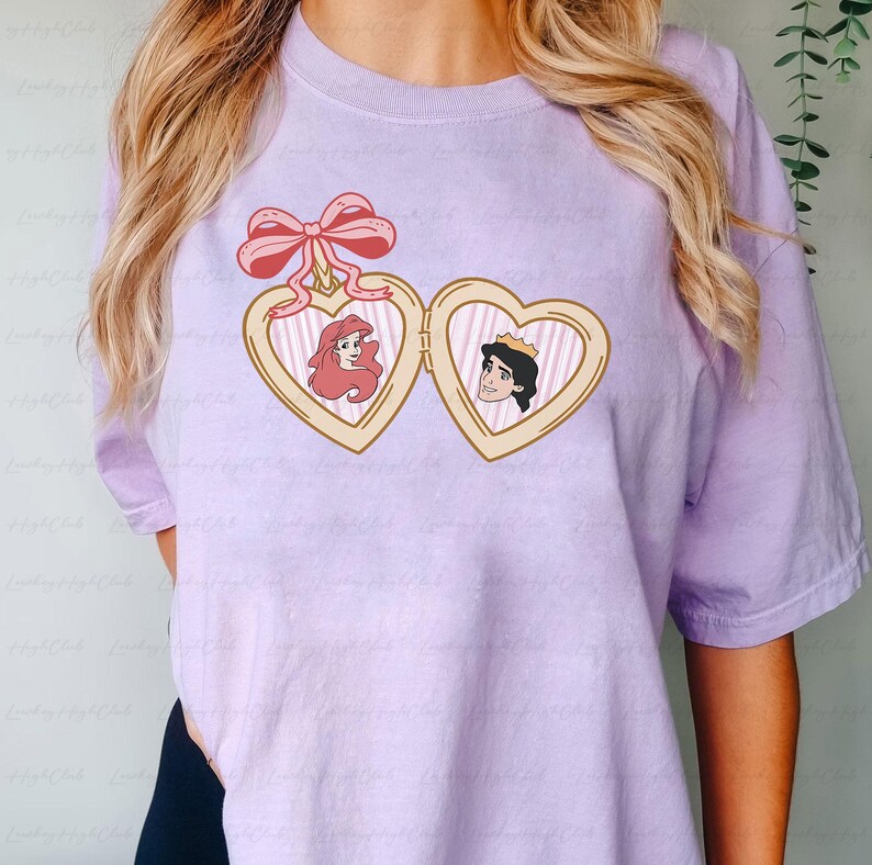 Disney Princess Ariel & Eric Valentines Shirt, Little Mermaid Heart Locket Shirt, Disney Valentine's Bows Shirt, Disney Family Trip, MYD287 bild 10