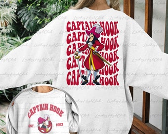 Captain Hook Villains 2 Sided Sweatshirt, Lost Boy Disney, Neverland Characters Shirt, Captain Hook Peter Pan, Disney Villains Outfit,MYA025
