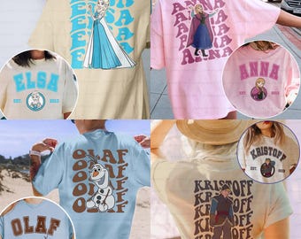 Frozen Movie Characters 2 Sided Shirt, Elsa Anna Olaf Kristoff Sven Hans, Magic Kingdom, Disney Frozen 2 Party Shirt, Epcot Girl Trip Shirt
