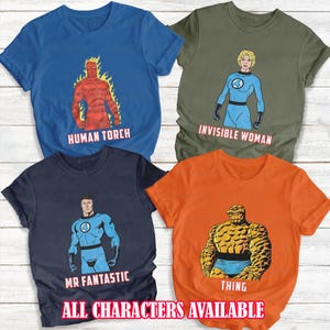 Fantastic 4 First Steps Comic Squad Shirt, Mr Fantastic Invisible Women Couple Shirt, Fantastic Four Human Touch The Thing Cosplay, MTA487