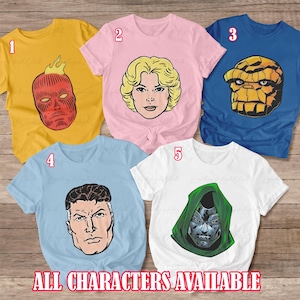 Disney Superhero Fantastic 4 Shirt, Fantastic Four Characters Squad Shirt, Marvel&#39;s Comic Human Touch Shirt, Mr Fantastic Costume, MTA488