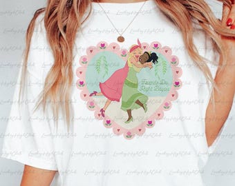 Princess Frog Friends Right Shirt, Disney Tiana Charlotte Hugging Shirt, WDW Princesss Frog Valentine Shirt, Disney Love Gift, MYG056