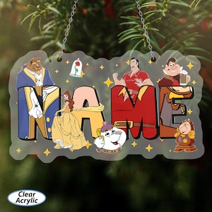 Beauty & The Beast Princess Custom Ornament, Princess Belle Christmas 2025 Ornament, Princess Baby Name Xmas Gifts, Baby Shower Decor,NVA729