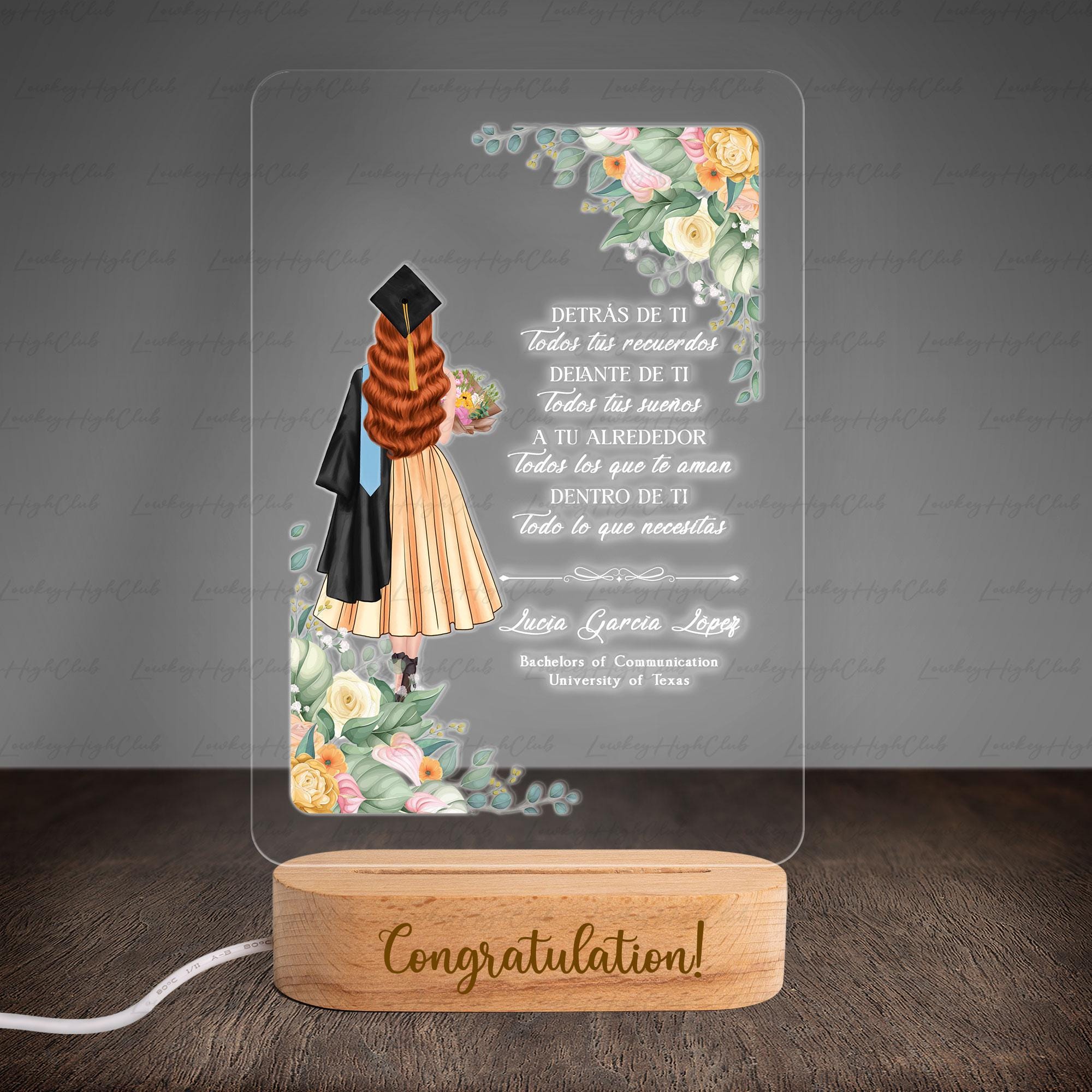 Custom Graduation Photo Frame Night Light, Personalized Graduation Lamp ...