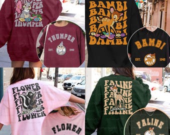 Disney Character Bambi 2 Sided Shirt, Disney Bambi Thumper Flower Faline Owl, Disney Family Trip 2026 Shirt, Bambi Birthday Party Outfits