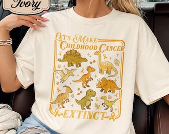 Childhood Cancer Dinosaur Shirt, Let's Make Childhood Cancer Extinct Tee, Kids Cancer Ribbon Sweatshirt, Pediatric Cancer Awareness Tshirt