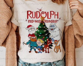 Vintage Rudolph The Red Nosed Reindeer Shirt, Santa Rudolph Christmas Shirt, Friends Family Squad Outfit, Rudolph Movie Clothing, MYA008