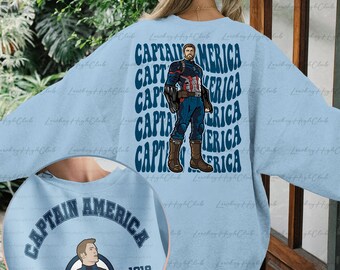 Captain America Rogers 2 Sided Sweatshirt, Captain America, First Avengers Tee, Rogers 1918 Shirt, Barnes 1917,Captain Winter Soldier,MYA349