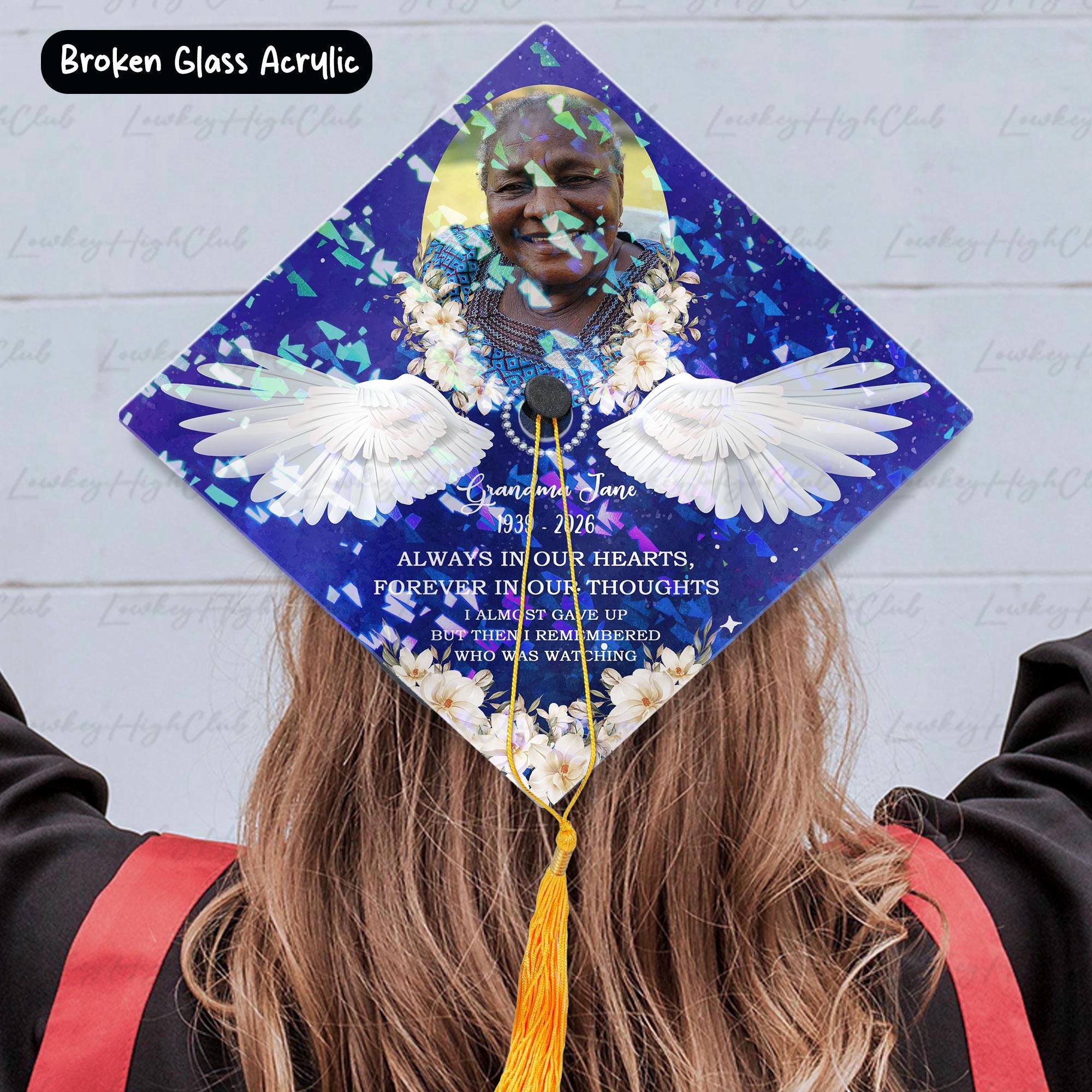 Custom Memorial Graduation Cap Topper, Sympathy Parents Loss Grad Cap ...