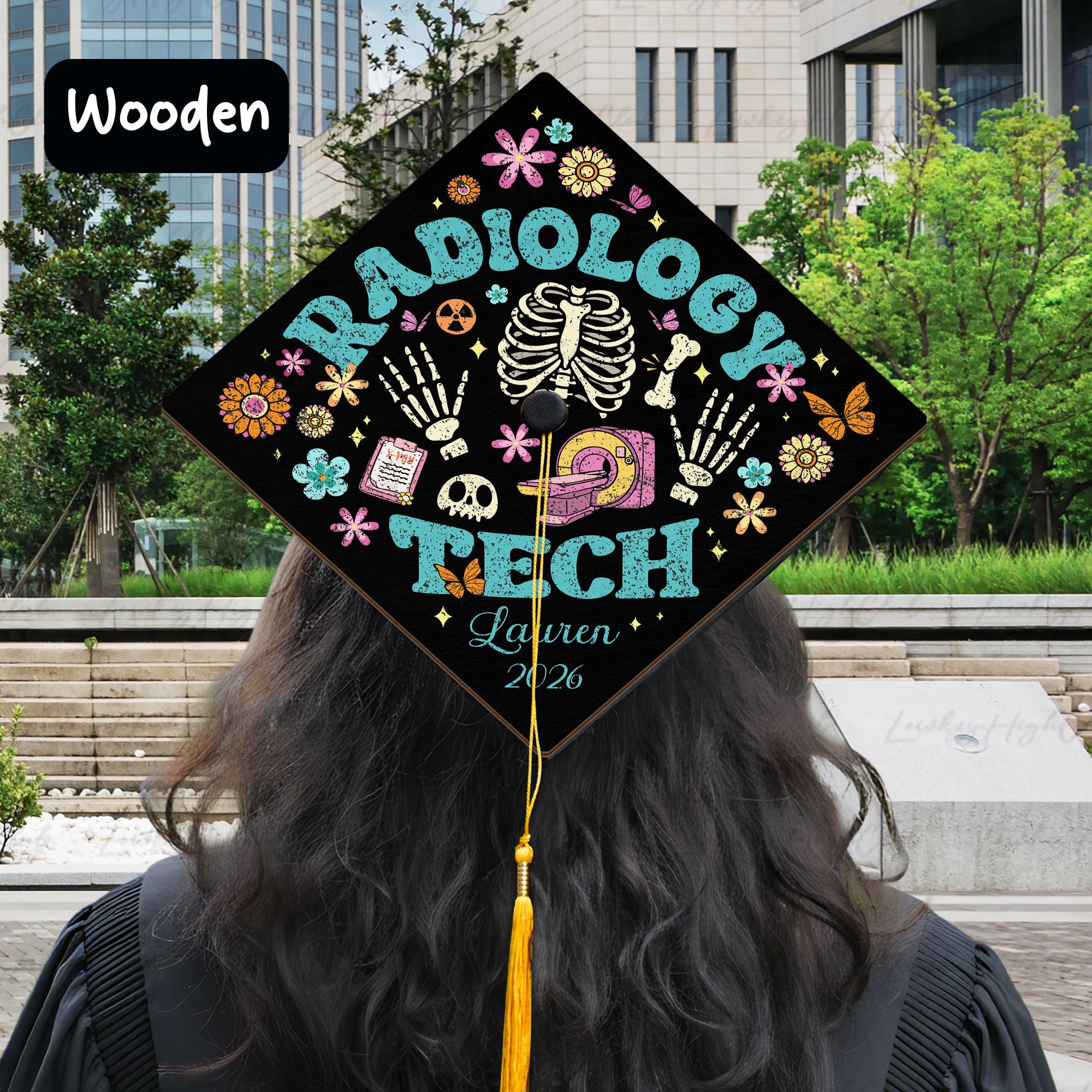 Cap Designs Radiology Custom Radiology Graduation Cap Topper, Rad Tech Grad Cap Decor, Retro ...