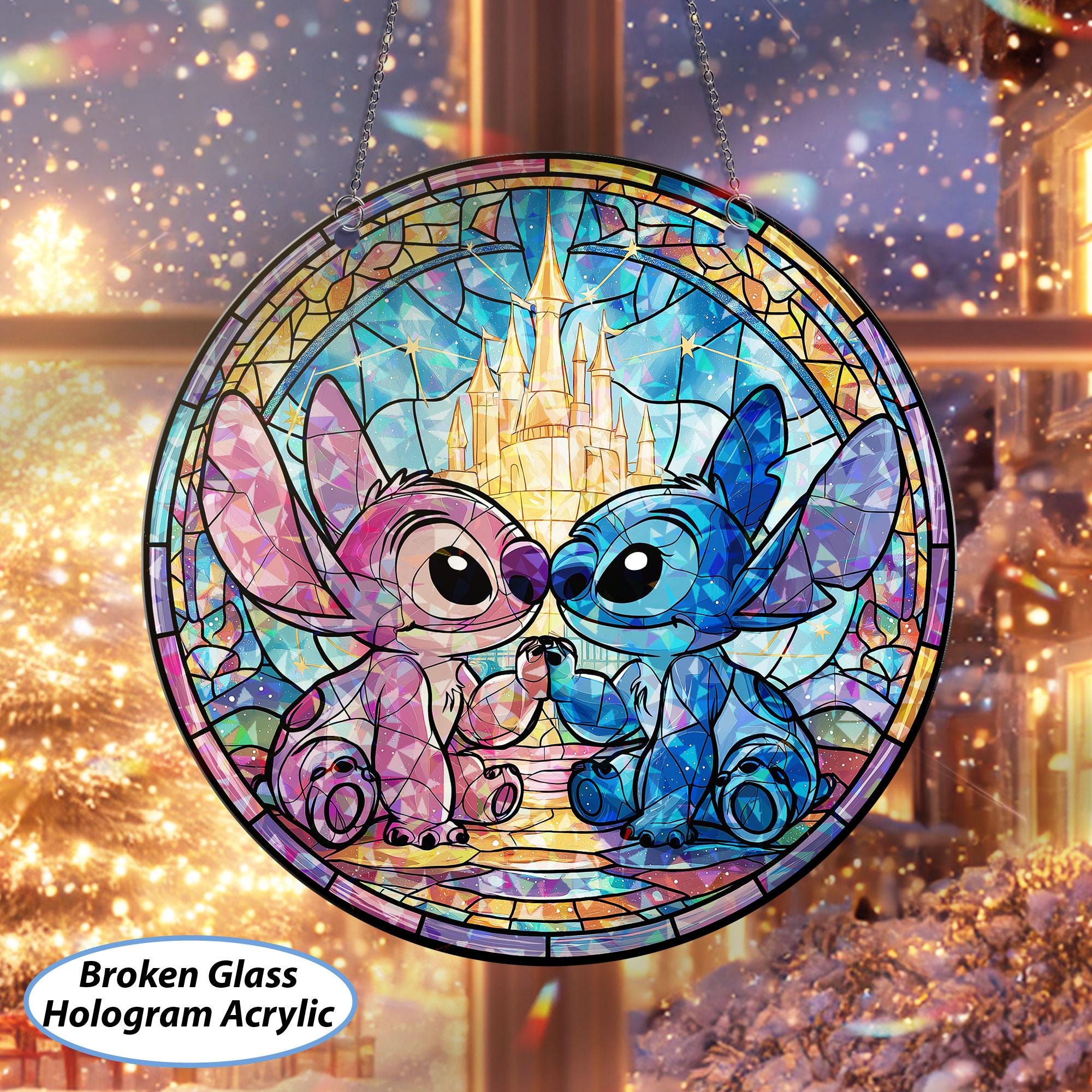 Married Stitch Angel Custom Suncatcher, Lilo & Stitch Castle