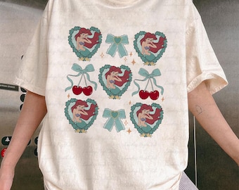 Coquette Bows Princess Ariel Shirt, Retro Little Mermaid Cherry Summer Shirt, Princess Under The Sea Shirt, Epcot Family Trip Shirt, MYA886