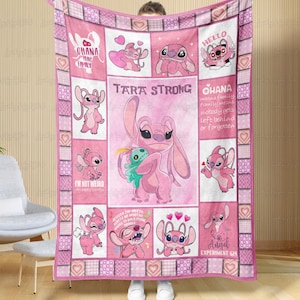 Custom Name Lilo And Stitch Blanket, Disneyland Lilo And Stitch Blanket, Lilo Angel Stitch Birthday Gift, Disneyworld Newborn Blanket,MYE911