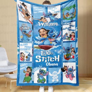 Disney Lilo And Stitch Custom Blanket, Lilo And Stitch Blanket, Ohana Means Family Stitch Blanket, WDW Lilo Stitch Baby Gift Blanket,NVA014