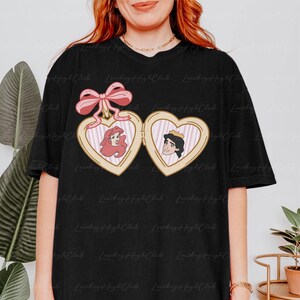 Disney Princess Ariel & Eric Valentines Shirt, Little Mermaid Heart Locket Shirt, Disney Valentine's Bows Shirt, Disney Family Trip, MYD287 bild 9