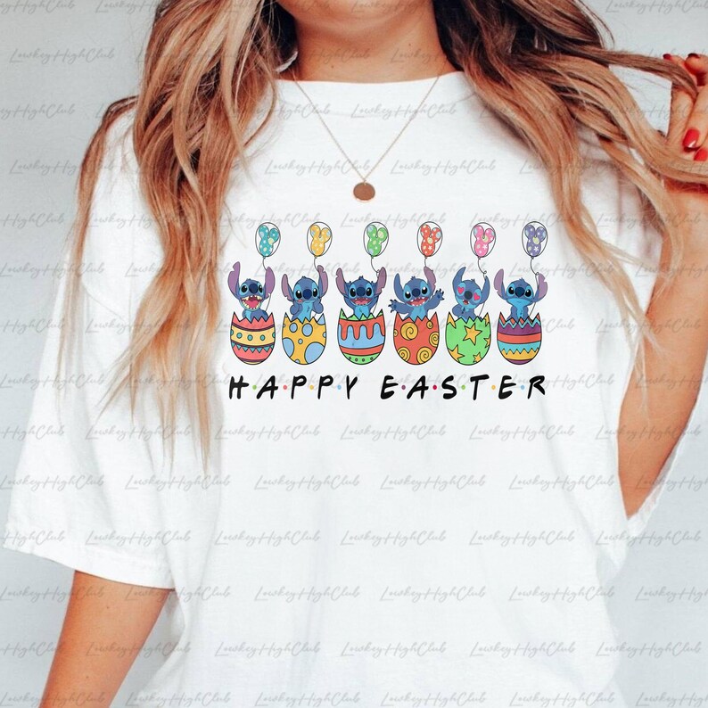 Stitch Happy Easter Day Sweatshirt, Cute Lilo Stitch Easter Eggs Shirt, Disney Spring Vacation Shirt, WDW Hawaii Family Easter Shirt, MYA737 bild 5
