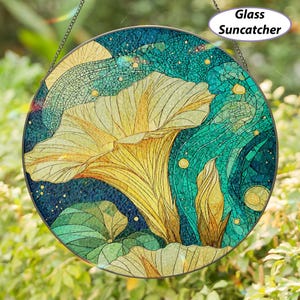 September Morning Glory Suncatcher, September Birth Flower Suncatcher, Stained Glass Morning Glory Ornament, Flower Window Wall Decor,MYJ490