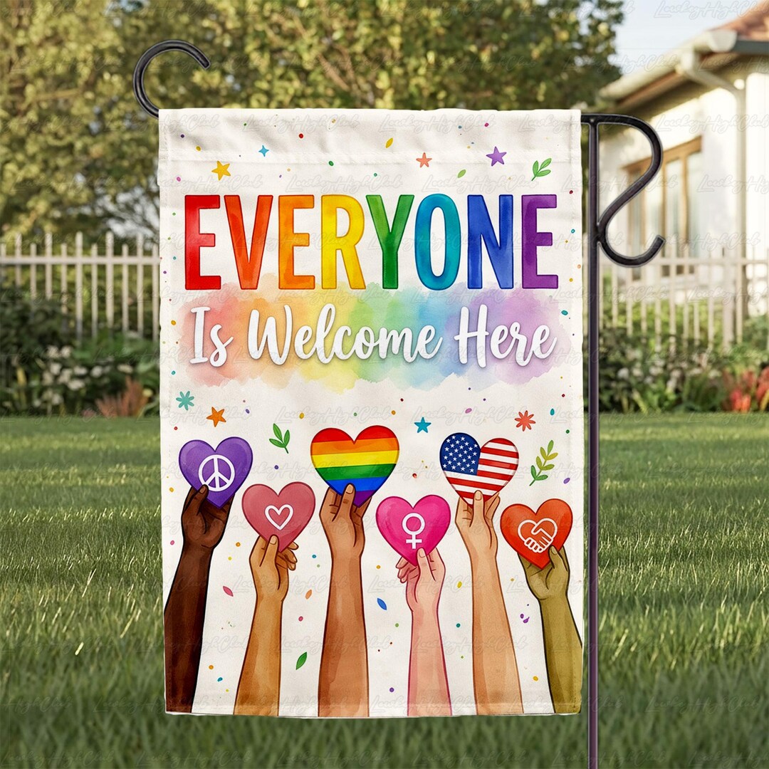 Peace Love Equality Porch Flag, Everyone is Welcome Pride Flag, Love ...