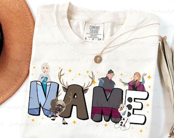 Custom Frozen Characters Vintage Shirt, Princess Elsa Anna Olaf Shirt, Kristoff And Sven Shirt, Disneyland Frozen Family Trip Shirt, VTB345