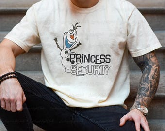 Olaf Princess Security Dad Shirt, Olaf Snowman Guard Shirt, Princess Protection Frozen, Elsa Anna Olaf, Disneyland Father's Day Shirt,MYA880