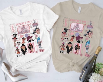 Disney Valentine Villain Group Shirt, Bad Guy Anti Valentine's Day Shirt, Gaston Jafar Scar Hades Randall, Epcot Drink And Snacks Vday Shirt