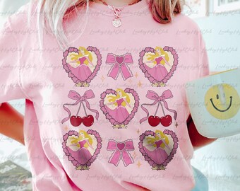 Sleeping Beauty Heart Locket Bows Shirt, Aurora Princess Coquette Shirt, Disney Y2K Aesthetic Princess Shirt, WDW Girls Birthday Gift MYA886