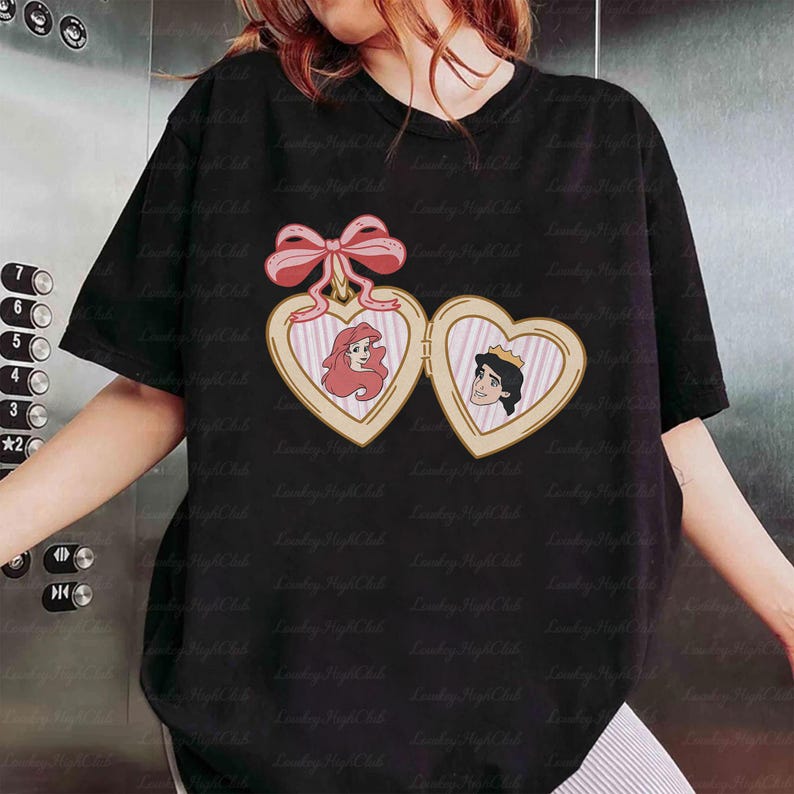 Disney Princess Ariel & Eric Valentines Shirt, Little Mermaid Heart Locket Shirt, Disney Valentine's Bows Shirt, Disney Family Trip, MYD287 bild 12