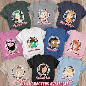 Phineas And Ferb Custom Group Shirt, 90s Phineas Ferb Characters Shirt, Candace Perry Dr Heinz Isabella Jeremy, WDW Summer Trip Shirt,BYA613