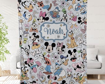 Custom Mickey And Friends Disney Blanket, Mickey Mouse Cozy Blanket, Donald Duck Goofy Pluto Blanket, Disney Birthday Gift For Kids,THA316-1