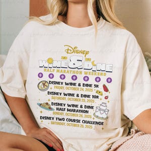 runDisney Wine & Dine Marathon Challenge Shirt, Flora Fauna Merryweather Mulan Olaf Lady Tramp, WDW 2025 Half Marathon Weekend Shirt, BYA664