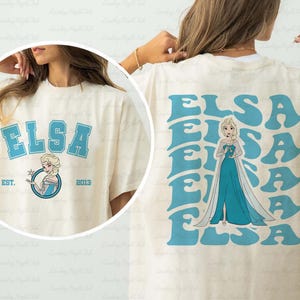 the back of a woman's t - shirt with a frozen princess on it