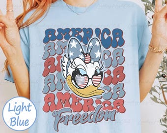 Vintage America Daisy Freedom Shirt, Disney Duck Patriotic Shirt, Friend Of Mickey 4th July Shirt, 250th Birthday USA Disney Shirt For Girls