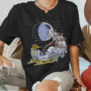 Star Wars Darth Vader Sleigh Away Santa Shirt, Star Wars Christmas Shirt, Galaxy&#39;s Edge Holiday, Mandalorian Shirt, Family Matching, MYA150
