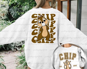Disney Chip Retro 2 Sided Sweatshirt, Double Trouble Characters Shirt, Chip & Dale Est 1943, Animal Kingdom,WDW Birthday Vacation Tee,MYA186