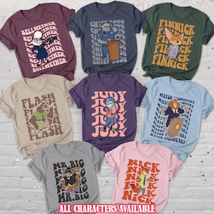 Zootopia Characters Party Cosplay Shirt, Pixars Zootopia Movie Shirt, Zootopia 2025 Shirt, Nick & Judy, Zootopia Birthday Disneyland Shirt